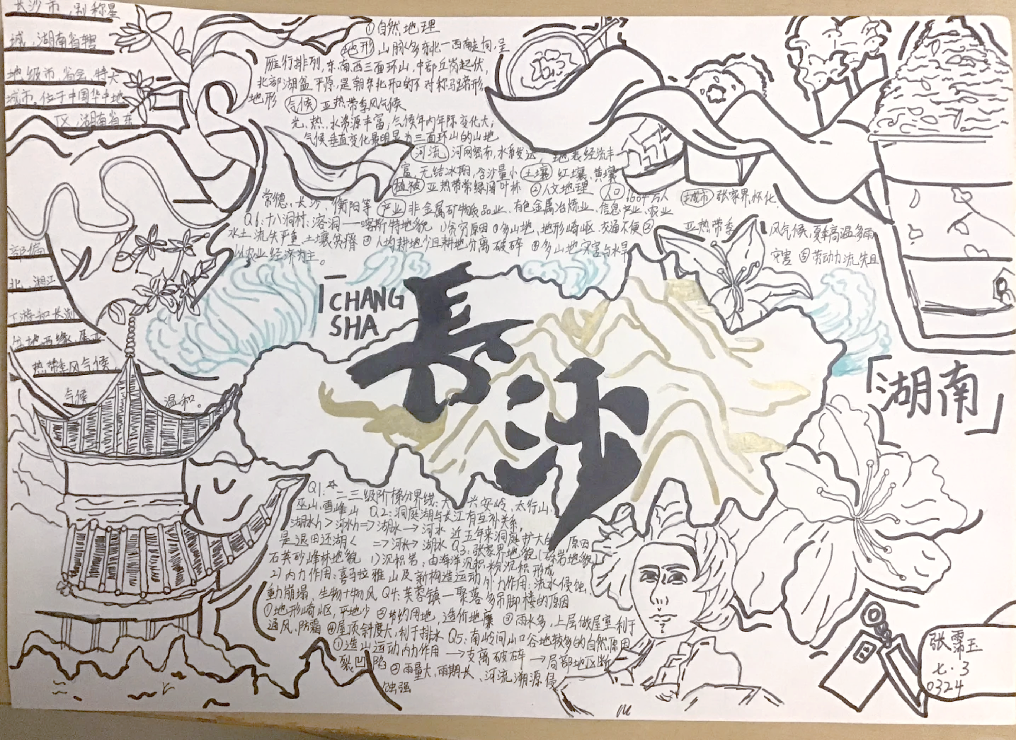 湖南岳阳旅游景点湖南岳阳旅游景点手抄报-第1张图片